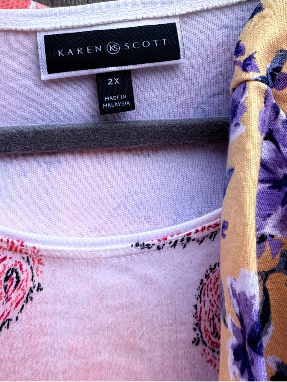 3 Karen Scott Floral Short-Sleeve Scoop-Neck Tops - Picture 3 of 5